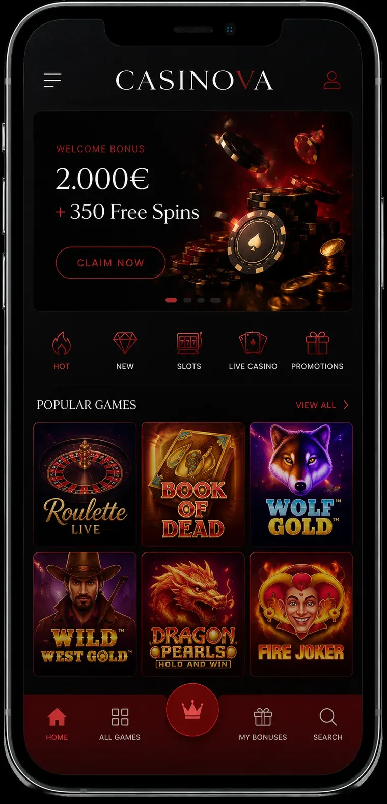 Casinova Casino mobile